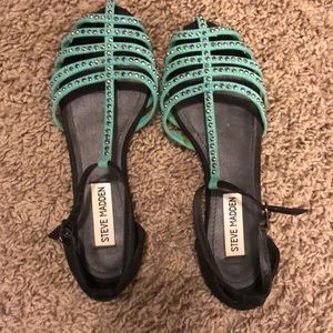 Steve Madden Black & Turquoise Sandals